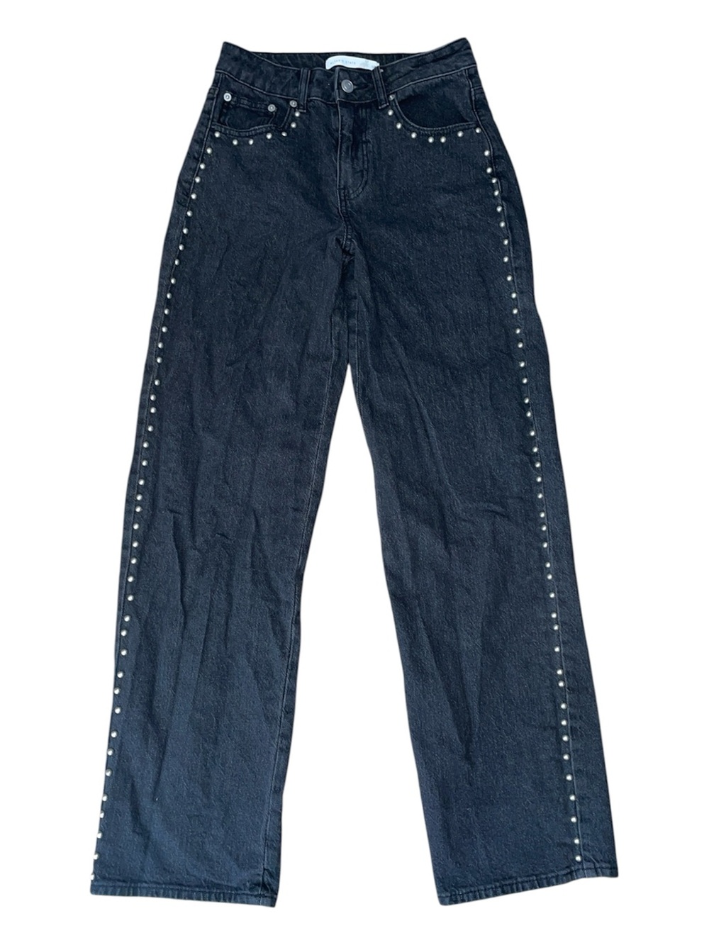 Altered state washed black studded straight jeans